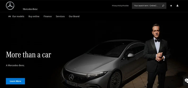 Mercedes's website navigation - website navigation example 2