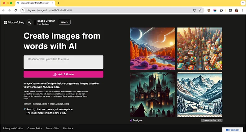 Step 1: Go to the Bing Image Creator Page