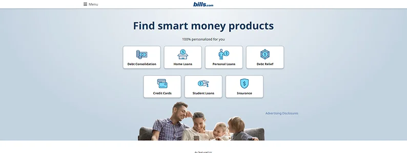 Bill.com's landing page design