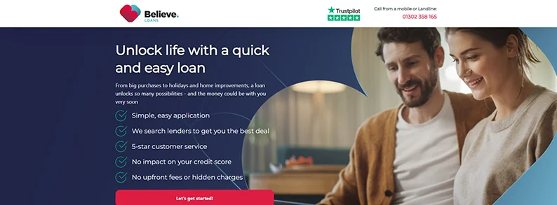 Believe Loans' landing page design