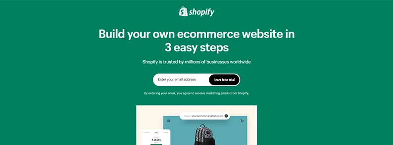 Shopify' landing page design
