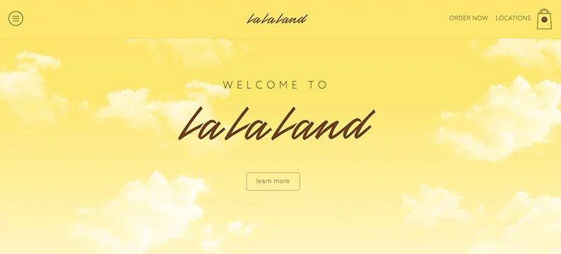 La La Land Kind Cafe - best minimalist website design example