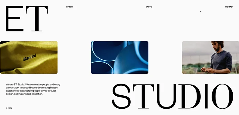 ET Studio - best minimalist website design example